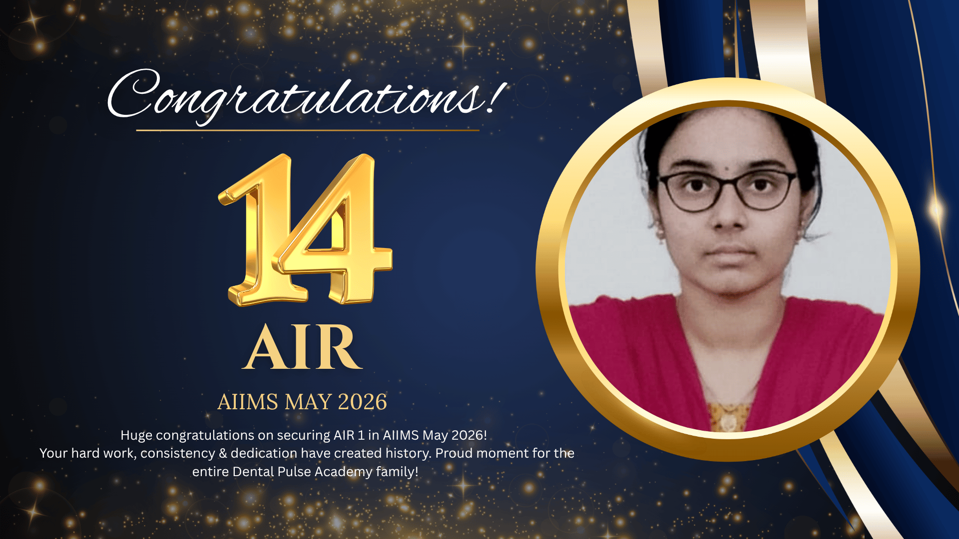 Heartiest Congratulations to  DR.Srijanani S on achieving an outstanding AIR 14 in INICET AIIMS May 2026! 🏆✨