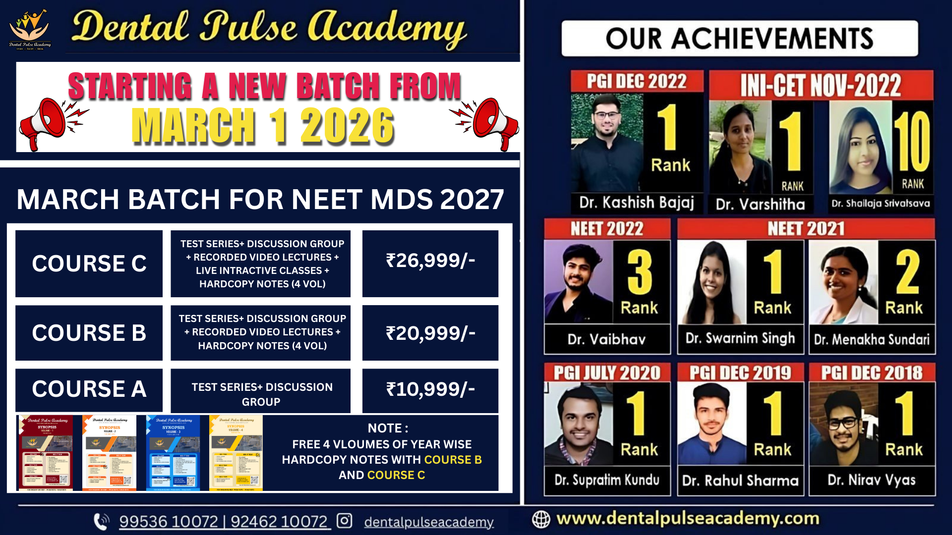 🔥 MARCH BATCH STARTED! 🔥 🎯 NEET MDS 2027 – Fresh Batch Launched 🎯