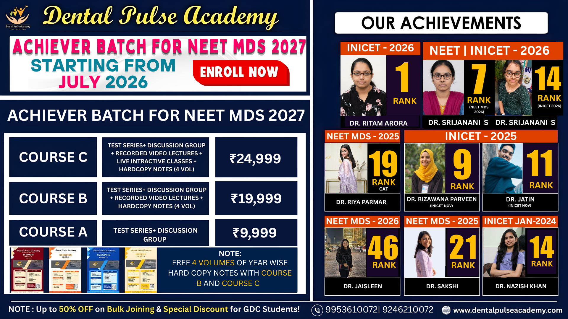 🚀 NEET MDS 2027 – New Achiever Batch Starting From July