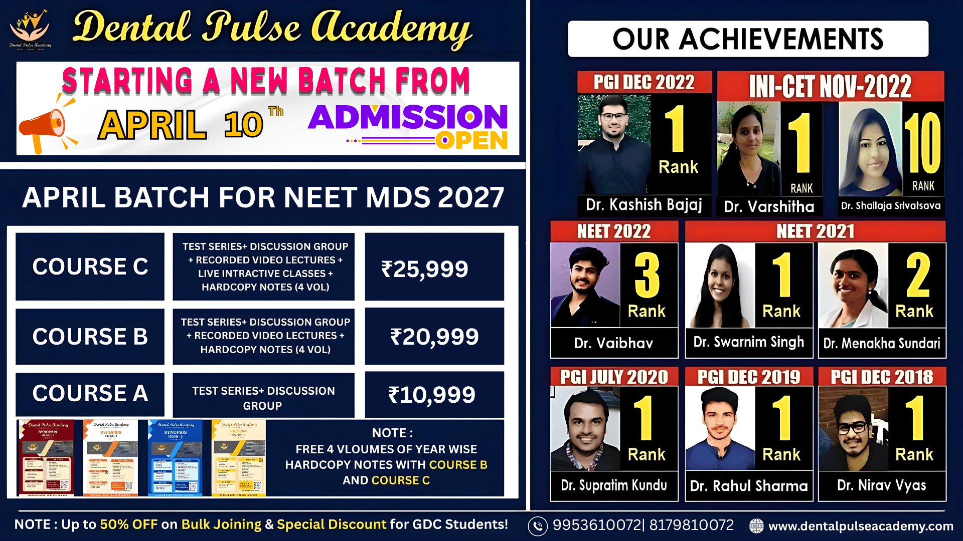 🚀 NEET MDS 2027 – New Batch Starting 10th April!