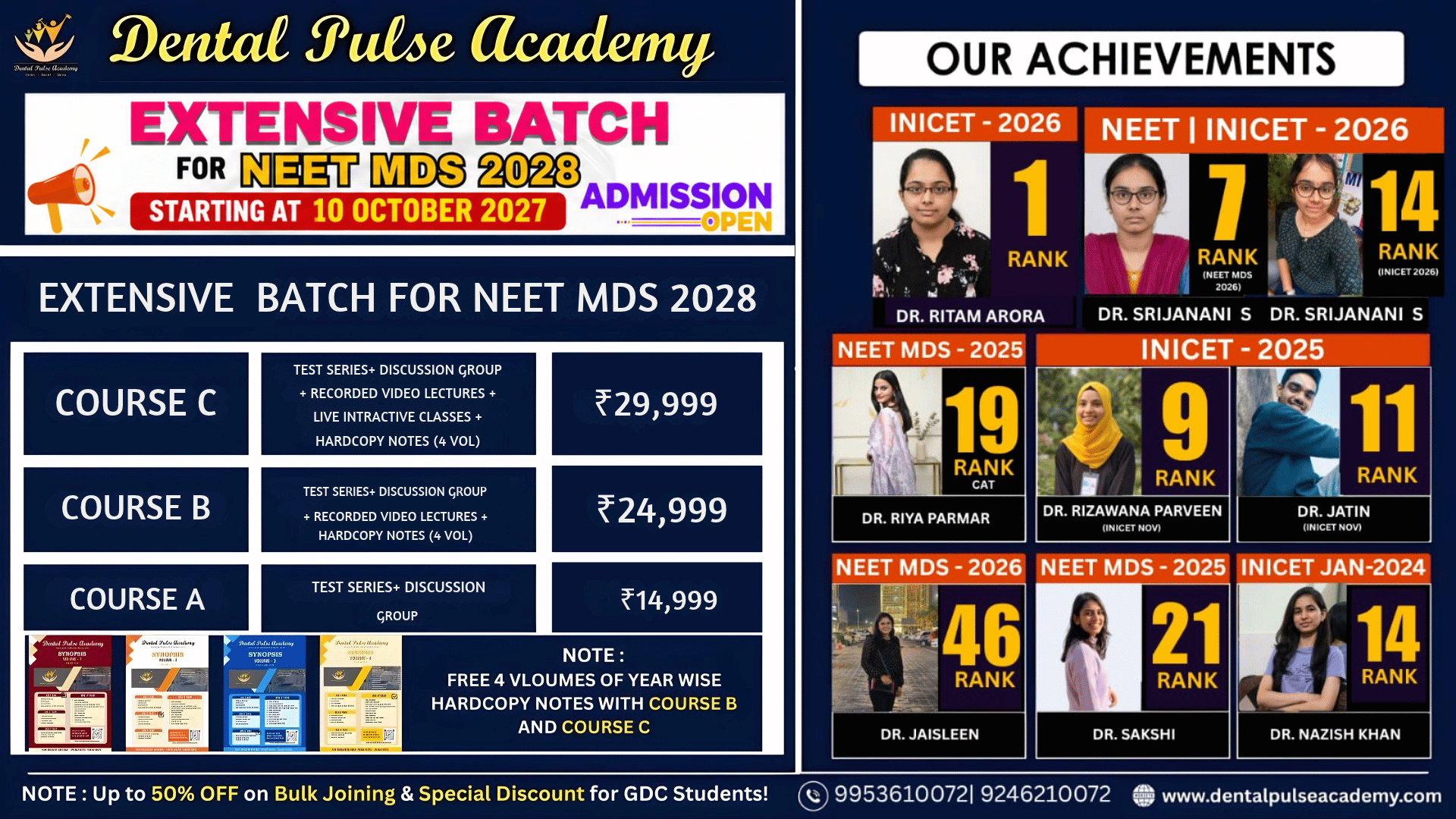 🎯 NEET MDS 2028 – EXTENSIVE BATCH STARTING  FROM 1Oth OCTOBER! 🚨