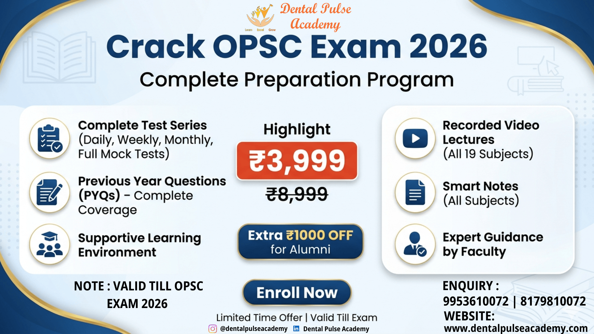 🦷✨ OPSC (Odisha Public Service Commission) DENTAL SURGEON 2026 BATCH – ALREADY STARTED! ✨🦷