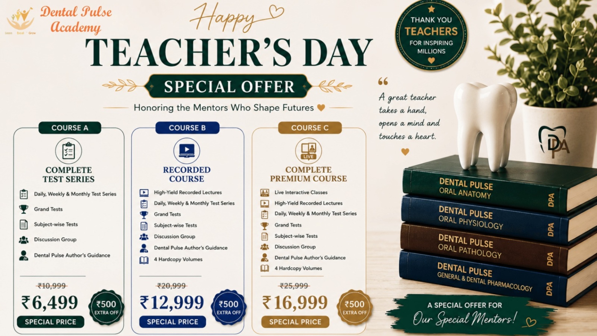 Teachers’ Day Special Offer – Learn, Prepare & Achieve with Dental Pulse Academy